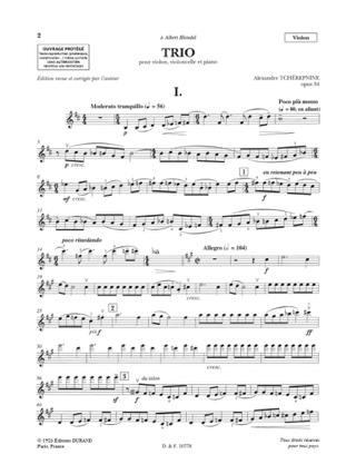 Trio op. 34 - Parties - Alexandre Tcherepnine - Partition - Trios